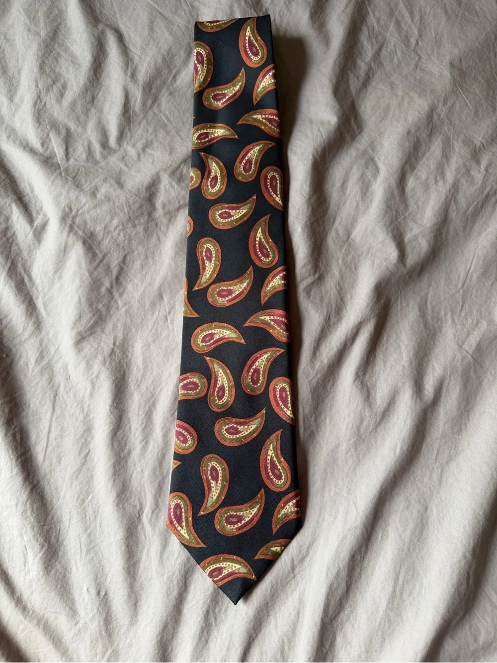 Britches of Georgetown Black Paisley Silk Tie with Red and Gold Accents